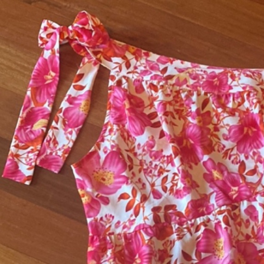 Staccato NWT Pink, Orange & White One Shoulder Top with Tie - Sz Large 🌸